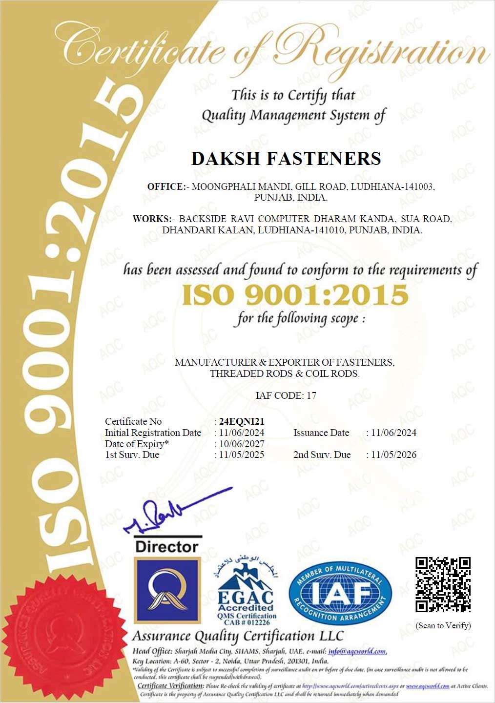 Threaded Rods, Coil Rods, Strut Channel Fittings, Fasteners Manufacturers Exporters Suppliers in India Ludhiana