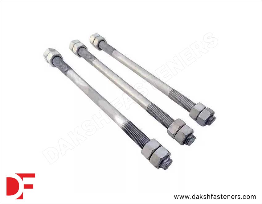 Hot Dip Galvanized double ending stud bolts Manufacturers Exporters Suppliers in India Ludhiana