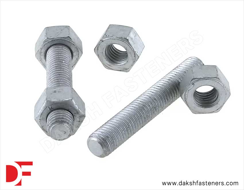 Durable HDG Stud Bolts Manufacturers Exporters Suppliers in India Ludhiana